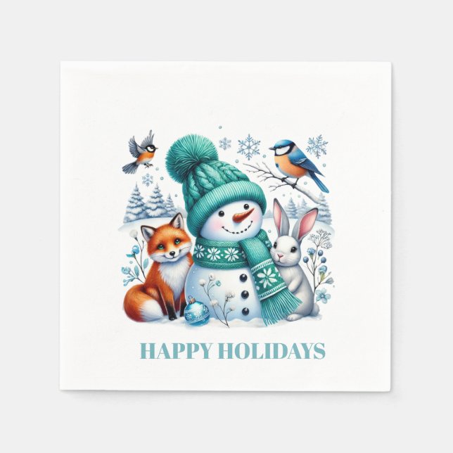 Guardanapo De Papel Folhetos de Neve Feriado e Amigos (Frente)