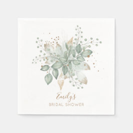Guardanapo De Papel Foliage Sage Dourada Casamento Nome Napkins