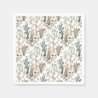 Guardanapo De Papel Folk Art Meadow e Blue Bird na Terra Tones