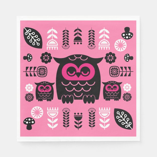 Guardanapo De Papel Folk Art Nordic Owl (Frente)