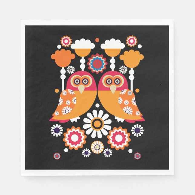 Guardanapo De Papel Folk Art Owl (Frente)