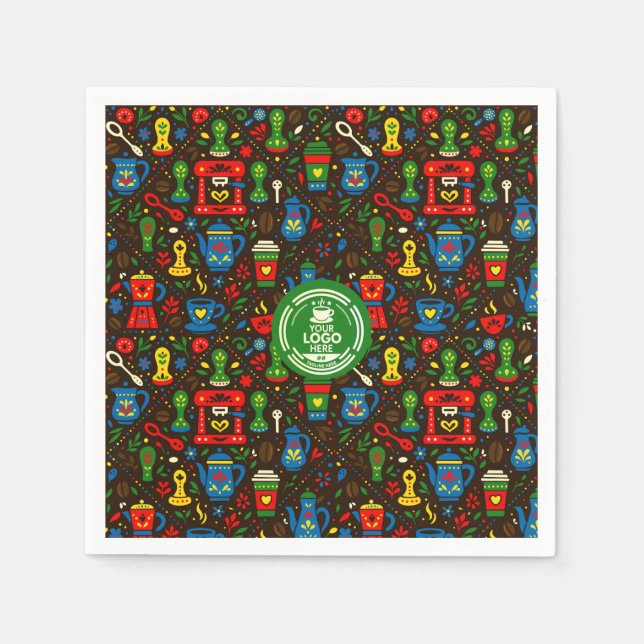 Guardanapo De Papel Folk coffee logo badge cafe (Frente)