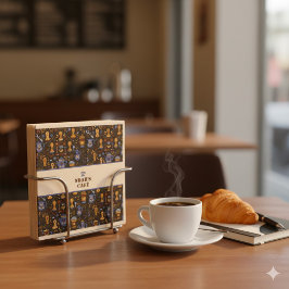 Guardanapo De Papel Folk coffee napkins — cocoa, caramel & slate band