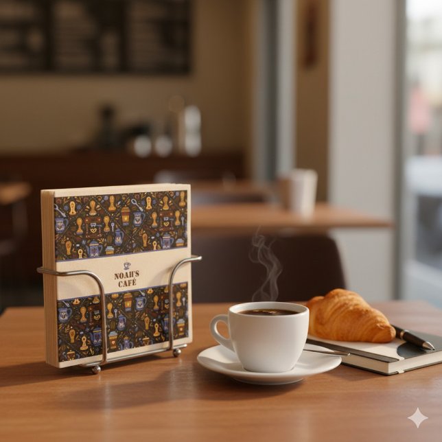 Guardanapo De Papel Folk coffee napkins — cocoa, caramel & slate band (Criador carregado)