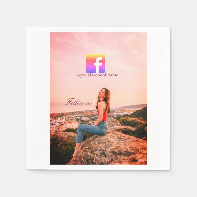 Guardanapo De Papel follow us facebook username social media photo  (Frente)