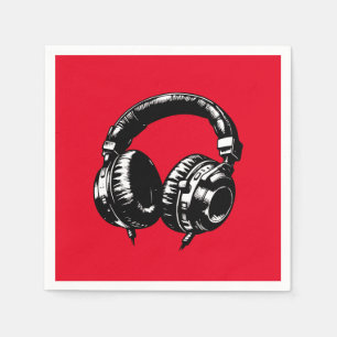 Guardanapo De Papel Fones de ouvido de música preta dança DJ festa de 
