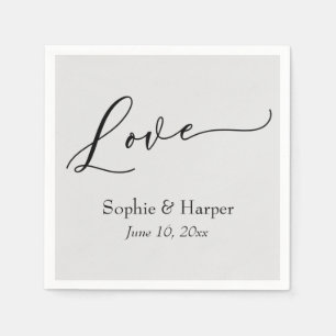 Guardanapo De Papel Fonte de Luxo Simples para Tipografia de Amor Cinz