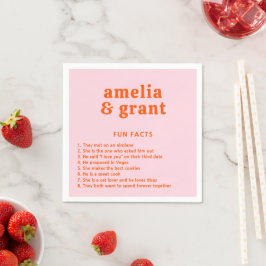 Guardanapo De Papel Fonte Retro Laranja e Rosa Casamento Moderno