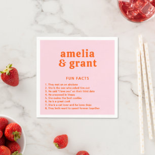 Guardanapo De Papel Fonte Retro Laranja e Rosa Casamento Moderno