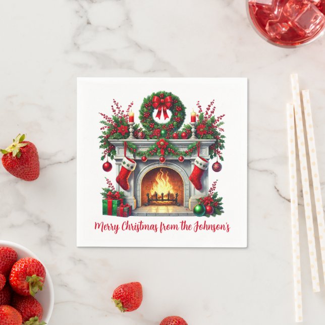 Guardanapo De Papel Fora Verde e Lareira de Natal (Insitu)