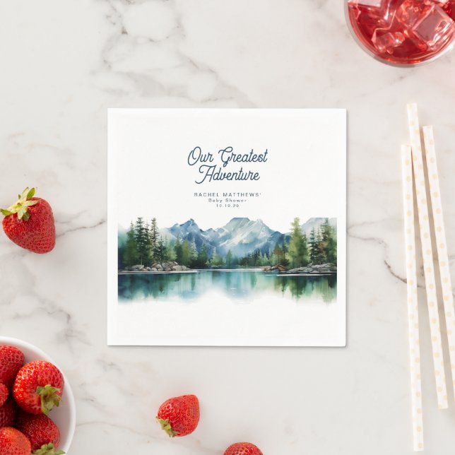 Guardanapo De Papel Forest Mountain Rustic Adventure Baby Shower  (Insitu)