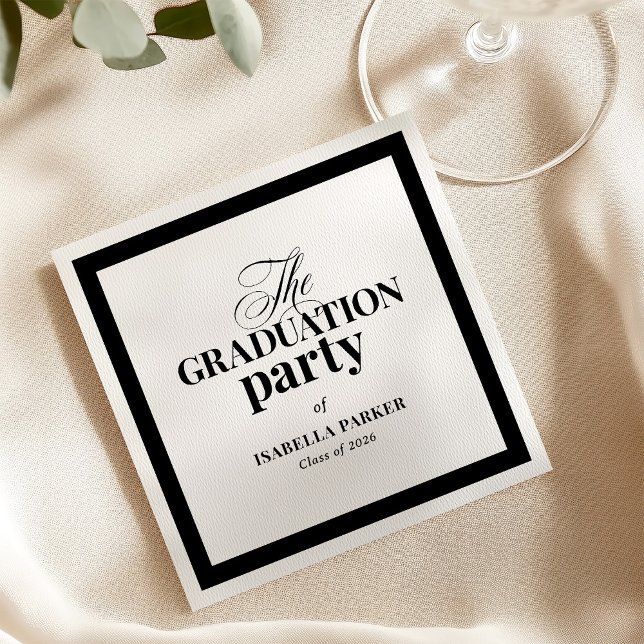 Guardanapo De Papel Formal Elegant Black and White | Graduation Party (Criador carregado)