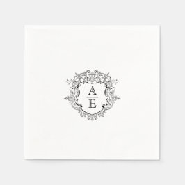 Guardanapo De Papel Formal Floral Crest Monograma Casamento