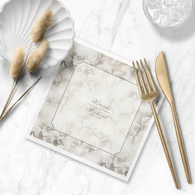 Guardanapo De Papel Formal Paisley Wedding Champagne ID767 Napkins (Criador carregado)