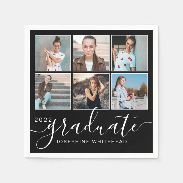 Guardanapo De Papel Formando de Colagem de Fotos 2022 Preto (Frente)