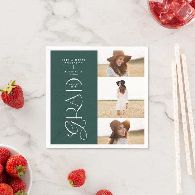 Guardanapo De Papel Formando multifotografia verde-escuro (Insitu)