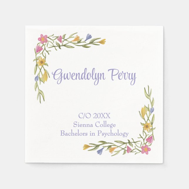 Guardanapo De Papel Formandos Floral Boho (Frente)