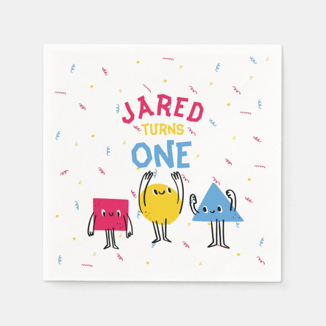 Guardanapo De Papel Formas Bastantes Primeira Celebração de Aniversári (Frente)