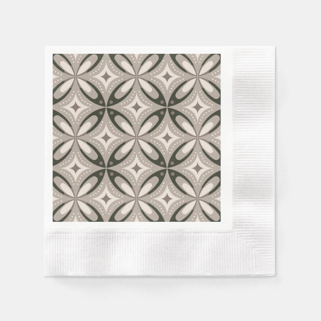 Guardanapo De Papel Formas circulares bege e castanho e retrô (Frente)