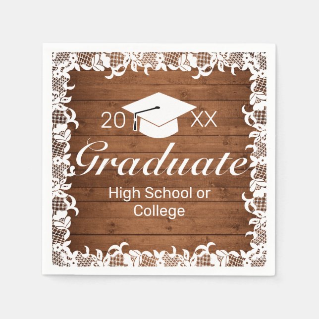 Guardanapo De Papel Formatação Rustic Wood & White Lace (Frente)