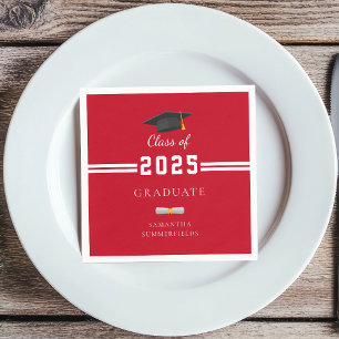 Guardanapo De Papel Formatura 2025 Vermelho Branco Festa de Graduado P