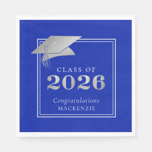 Guardanapo De Papel Formatura 2026 Azul Real Falso Prata