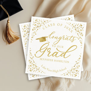 Guardanapo De Papel Formatura 2026 em Dourado e Branco
