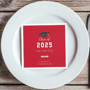 Guardanapo De Papel Formatura 2026 Vermelho Branco Grad Personalizado