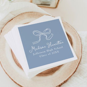 Guardanapo De Papel Formatura Azul Laço Vintage Elegante
