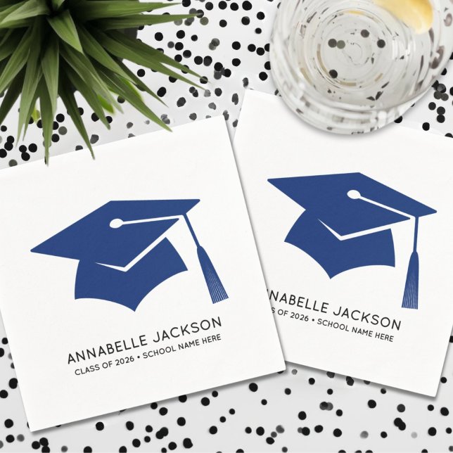 Guardanapo De Papel Formatura Azul Personalizada (Personalized Blue Graduation Napkins)