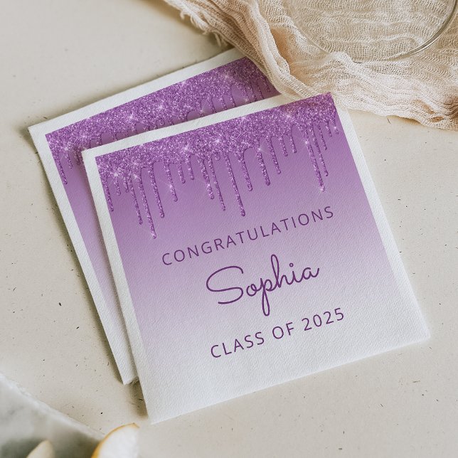 Guardanapo De Papel Formatura Brilho Roxo Classe de 2025 (Criador carregado)