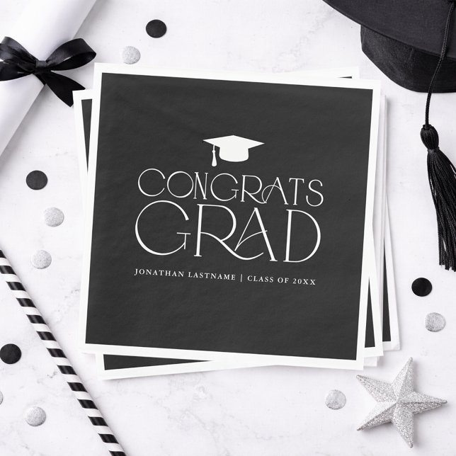 Guardanapo De Papel Formatura Minimalista Moderna (Modern Minimalist Graduation Napkins)