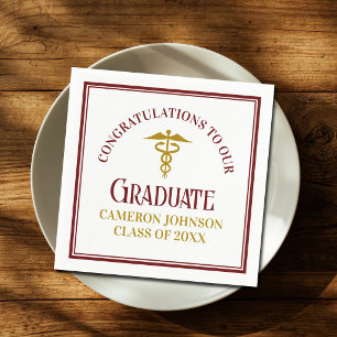 Guardanapo De Papel Formatura Personalizada em Medicina Marrom Dourado