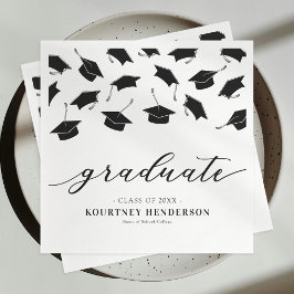 Guardanapo De Papel Formatura Preto Branco Moderno