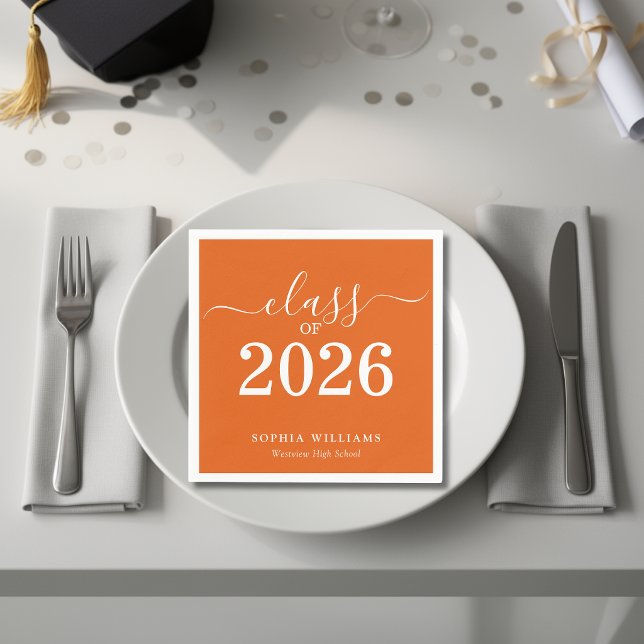 Guardanapo De Papel Formatura Simples Turma de 2026 Laranja (Criador carregado)