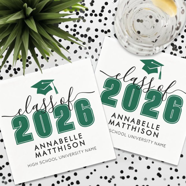 Guardanapo De Papel Formatura Verde (Graduate Green Graduation Napkins)