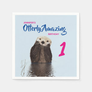 Guardanapo De Papel Foto bonito da lontra do aniversário surpreendent