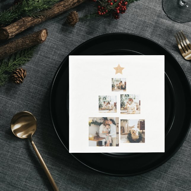 Guardanapo De Papel Foto da Árvore de Natal da Família Moderna com Est (Criador carregado)