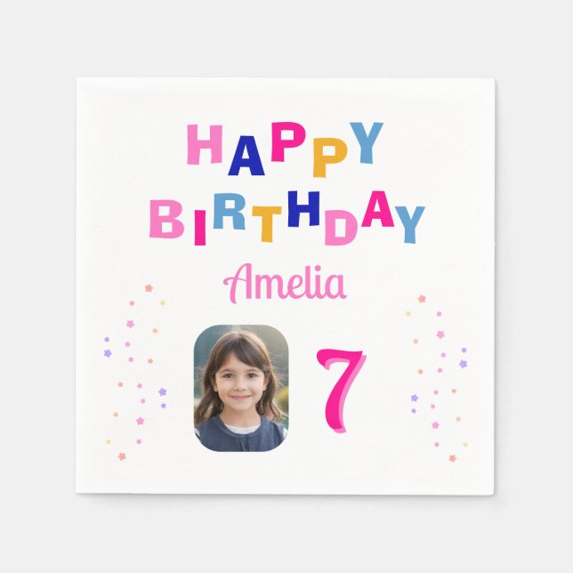 Guardanapo De Papel Foto da Festa de Aniversário Feliz das Estrelas Ro (Frente)