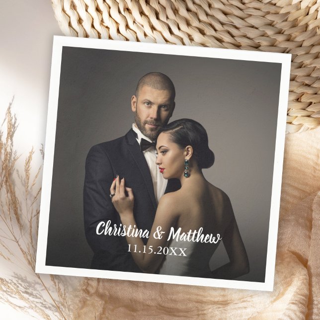 Guardanapo De Papel Foto da Noiva de Casamento Personalizado e do Groo (Criador carregado)