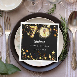 Guardanapo De Papel foto de 70 de aniversário de estrelas pretas doura