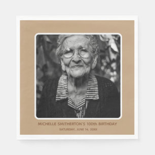 Guardanapo De Papel Foto de Aniversário de 100 Anos em Marco Neutro