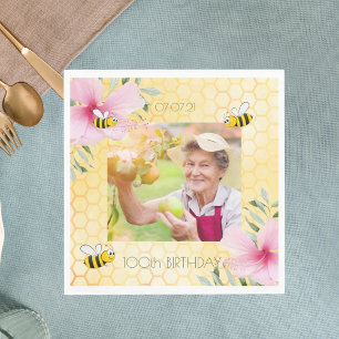 Guardanapo De Papel Foto de aniversário de 100 anos Feliz Bombus Abel
