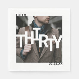 Guardanapo De Papel Foto de aniversário de 30 anos moderno