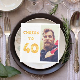 Guardanapo De Papel foto de aniversário de 40 anos balões dourados bri