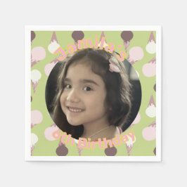 Guardanapo De Papel Foto de aniversário de sorvete