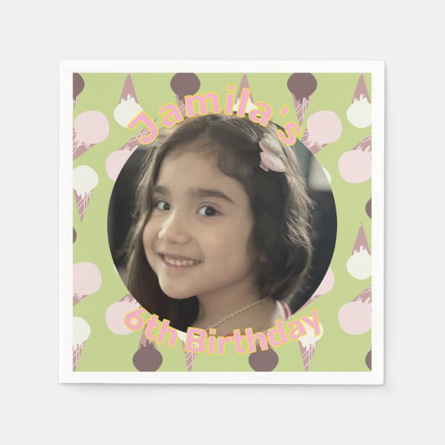 Guardanapo De Papel Foto de aniversário de sorvete (Frente)