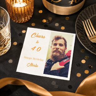 Guardanapo De Papel Foto de aniversário homens brindes ouro branco