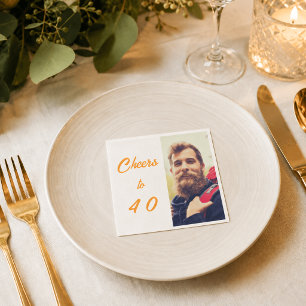 Guardanapo De Papel Foto de aniversário homens brindes ouro branco