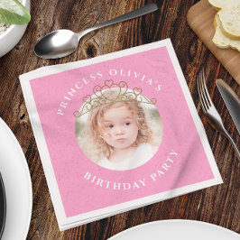 Guardanapo De Papel Foto de Aniversário, Princesa Tiara Sweet, Rosa